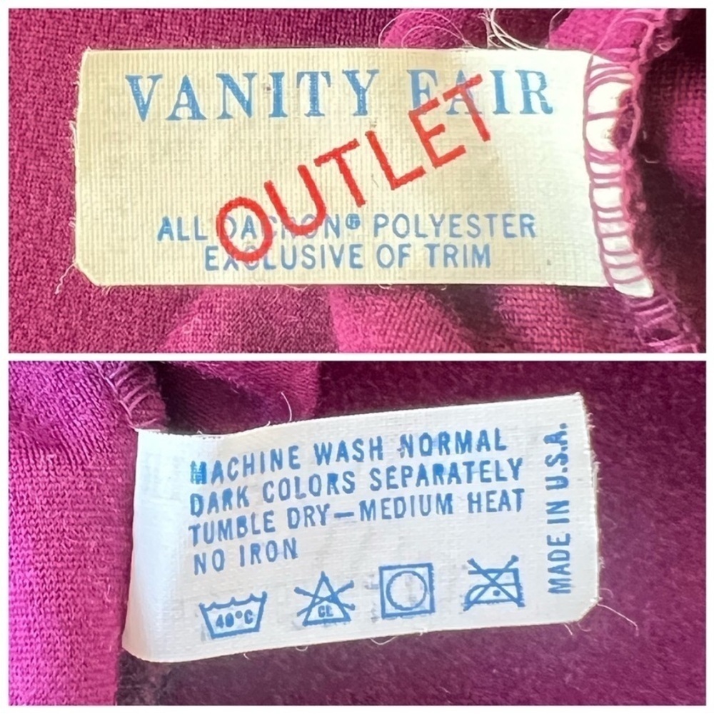 Vanity Fair Vintage Velour Housecoat Robe Plum Small USA - Picture 7 of 9